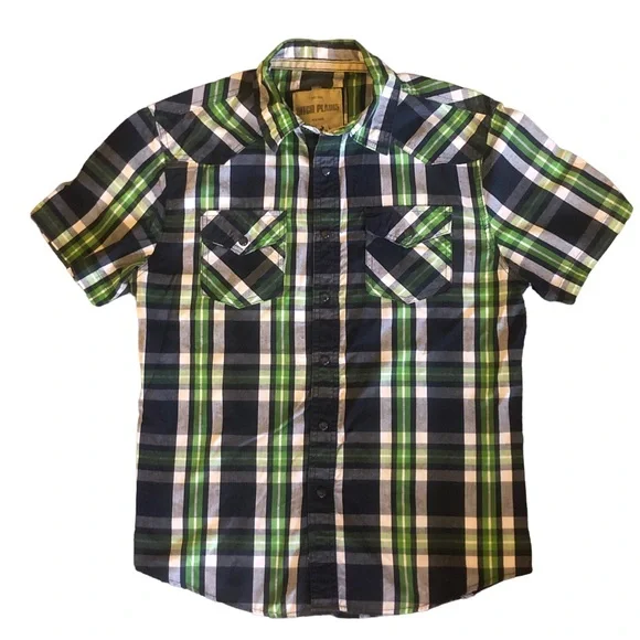 Ditch Plains Green & Blue Plaid Button Down Shirt size Large - Picture 9 of 9